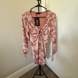 PrettyLittleThing Pink Ribbed Dress